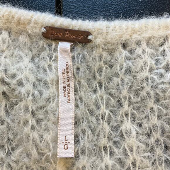 Free People Moonbeam Sweater Size L Alpaca Blend Ivory Boho Slouchy Pullover - Picture 6 of 11